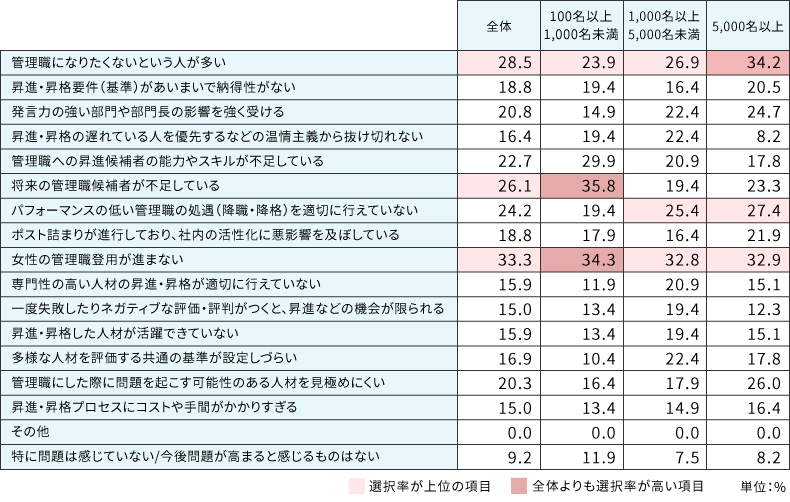 昇進・昇格に関連する問題意識(現在感じているもの)