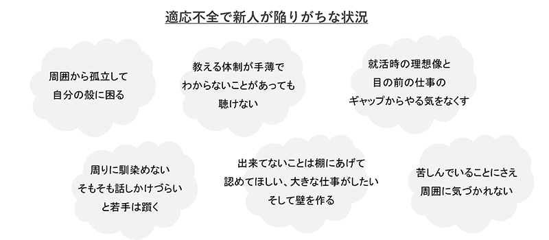 適応不全で新人が陥りがちな状況