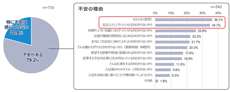 内(々)定受諾後に感じている不安